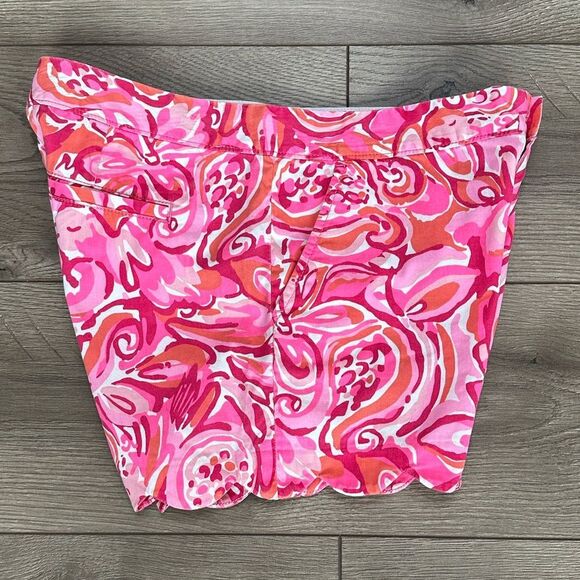 Lilly Pulitzer 5” The Buttercup Scallop Shorts Pink Pout Mango Salsa Sz 2 - Picture 3 of 10
